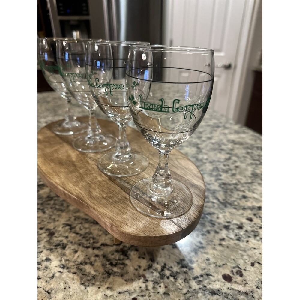Blanc 4 Touraine Made In France Vintage Irish Coffee Crystal Wine Glass Goblets